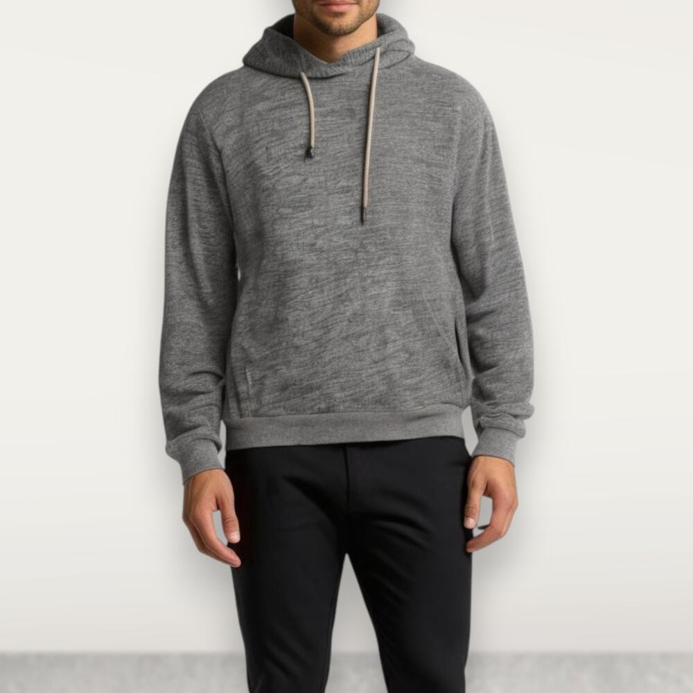 John Elliott Men's Size 1 Heather Gray Drawstring Beach Hoodie Sweatshirt Lounge
